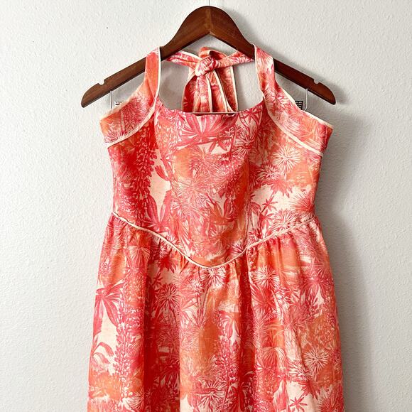 Mika & Gala Tropical Orange Halter Maxi Dress Women's US Size XL  NEW - Picture 3 of 15